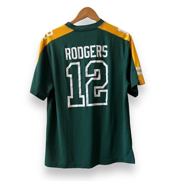 Majestic NFL Green Bay Packers #12 Aaron Rodgers Jersey Mens Sz Large - Picture 1 of 7